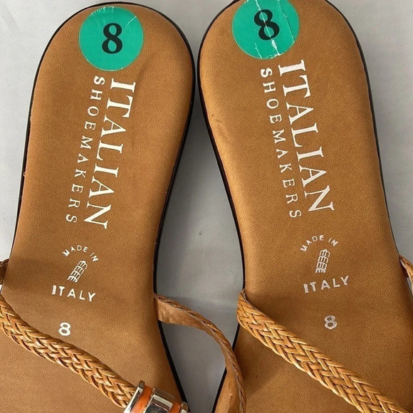 ITALIAN SHOEMAKERS Cascade Flat Sandals Orange Tan Woven Thong Open Summer 8 - Picture 5 of 8